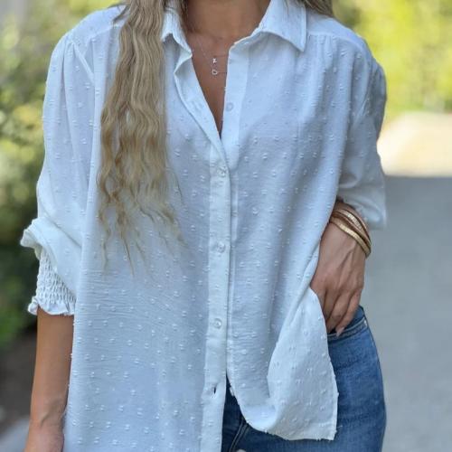 Loose-fitting Versatile Casual Top With Buttons Perfect For Work