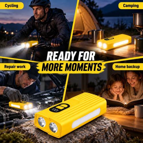 Rechargeable Z838 Yellow Portable Bicycle Flashlight Power Bank Outdoor Emergency Light Type C 18…