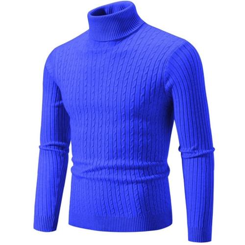 Men's Solid-Color Fashion Twist-Knit Pullover Sweater
