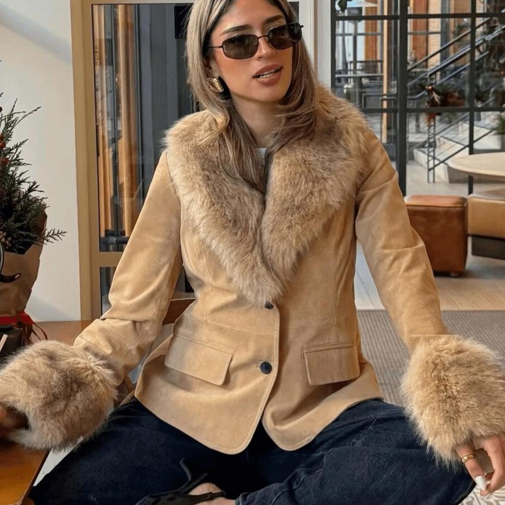 European And American-style Slim-fit Suede Blazer
