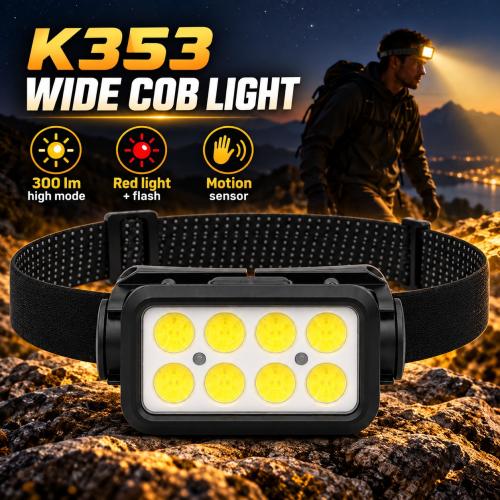 K353 Hands Free COB LED Headlamp 3W 1200mAh Rechargeable For Camping Hiking Work Factory Supply