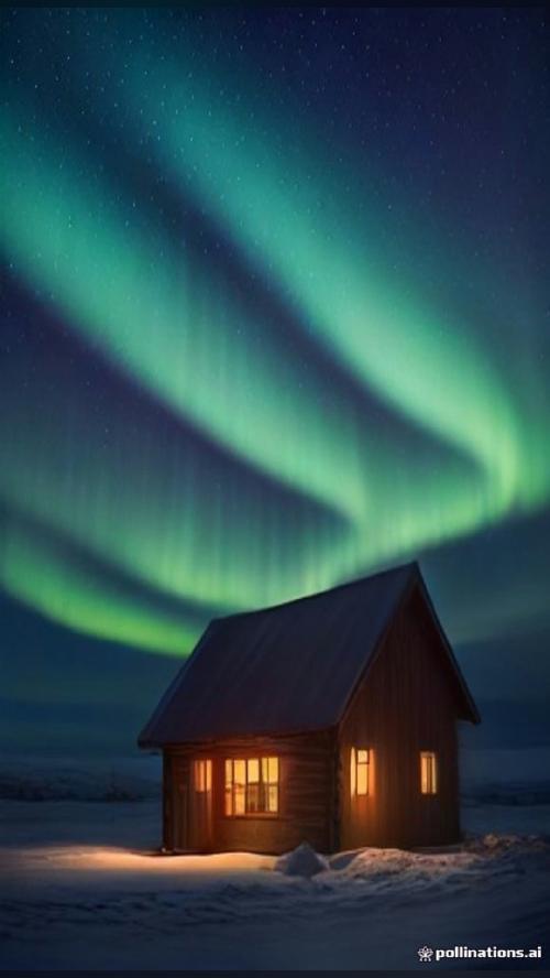 dreamed up by AI Northern Lights Over A Lone Icelandic Cabin 🎨 AI…