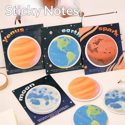 Cute Planet Message Memo Round Earth Moon Sticky Notes