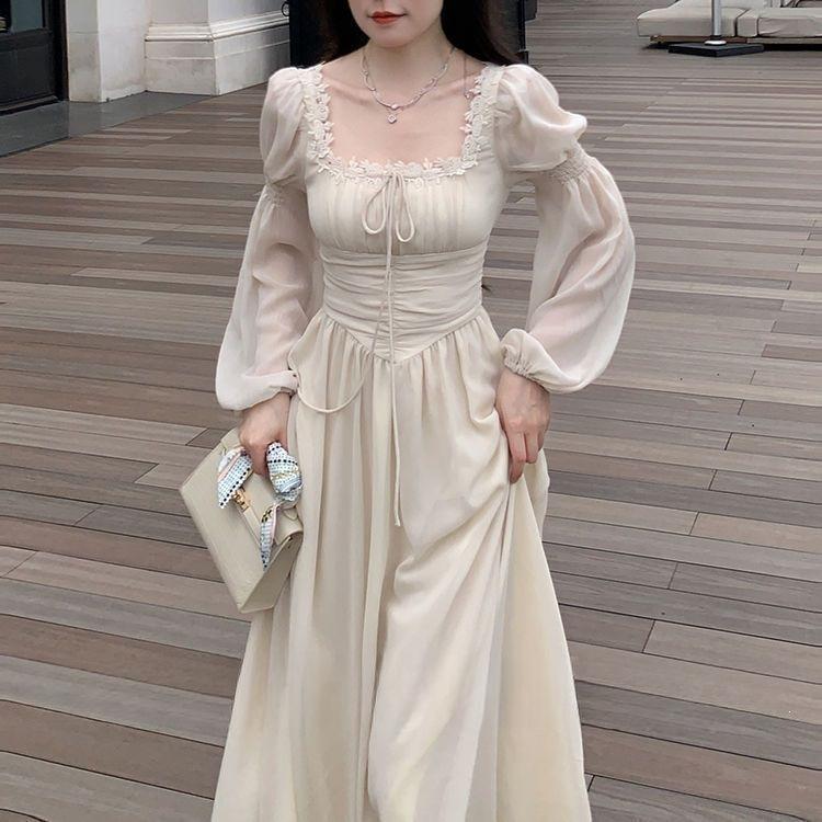 French-style Elegant Long-sleeve Dress For Women