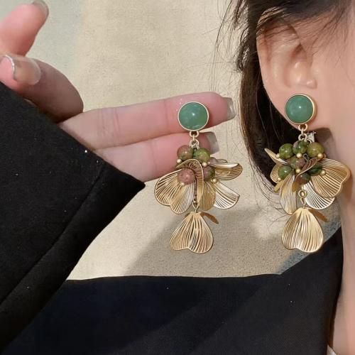 French-style Vintage Gold Flower Tassel Earrings