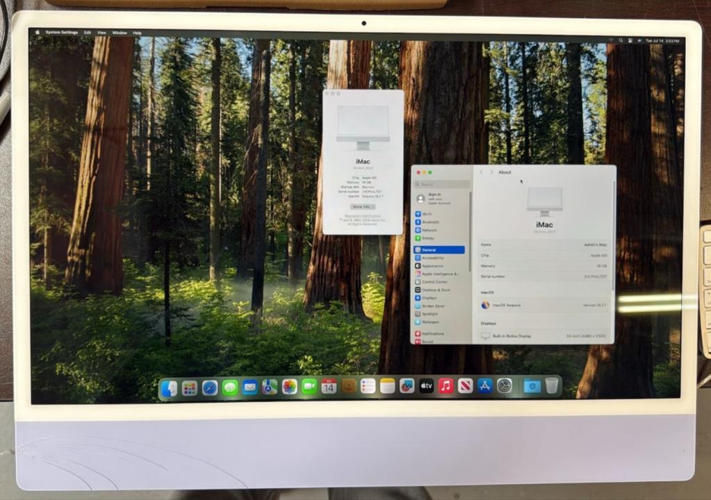 2023 Apple iMac 24" M3 Silver 16GB RAM 256GB SSD Retina Desktop Mac