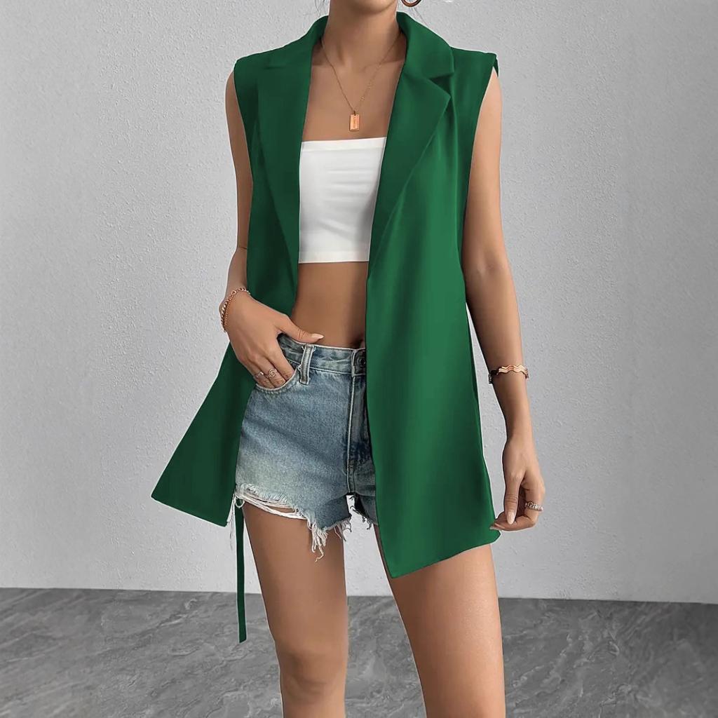 European And American Mid Length Sleeveless Vest With A Suit Collar Perfect For Casual Wear And C…