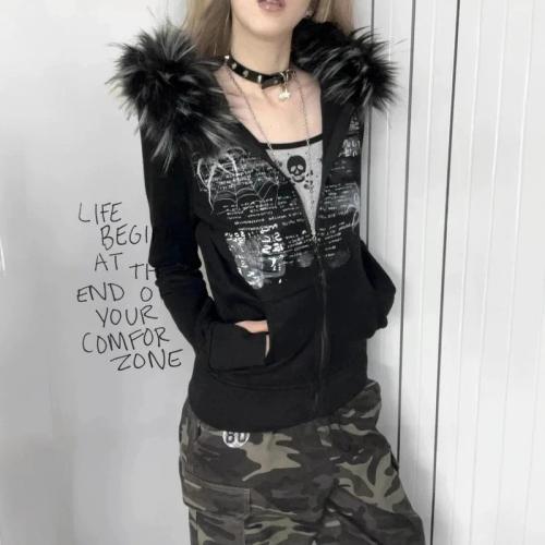 Women's Retro Letter-print Cardigan Jacket