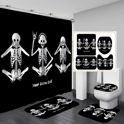 Shower Curtain 4-piece Set, Shower Curtain, Mat 3-piece Set