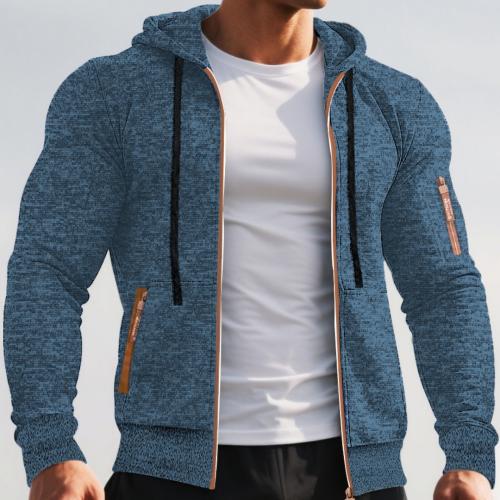 Fitness And Casual Jacquard Hoodie Cardigan With Hood