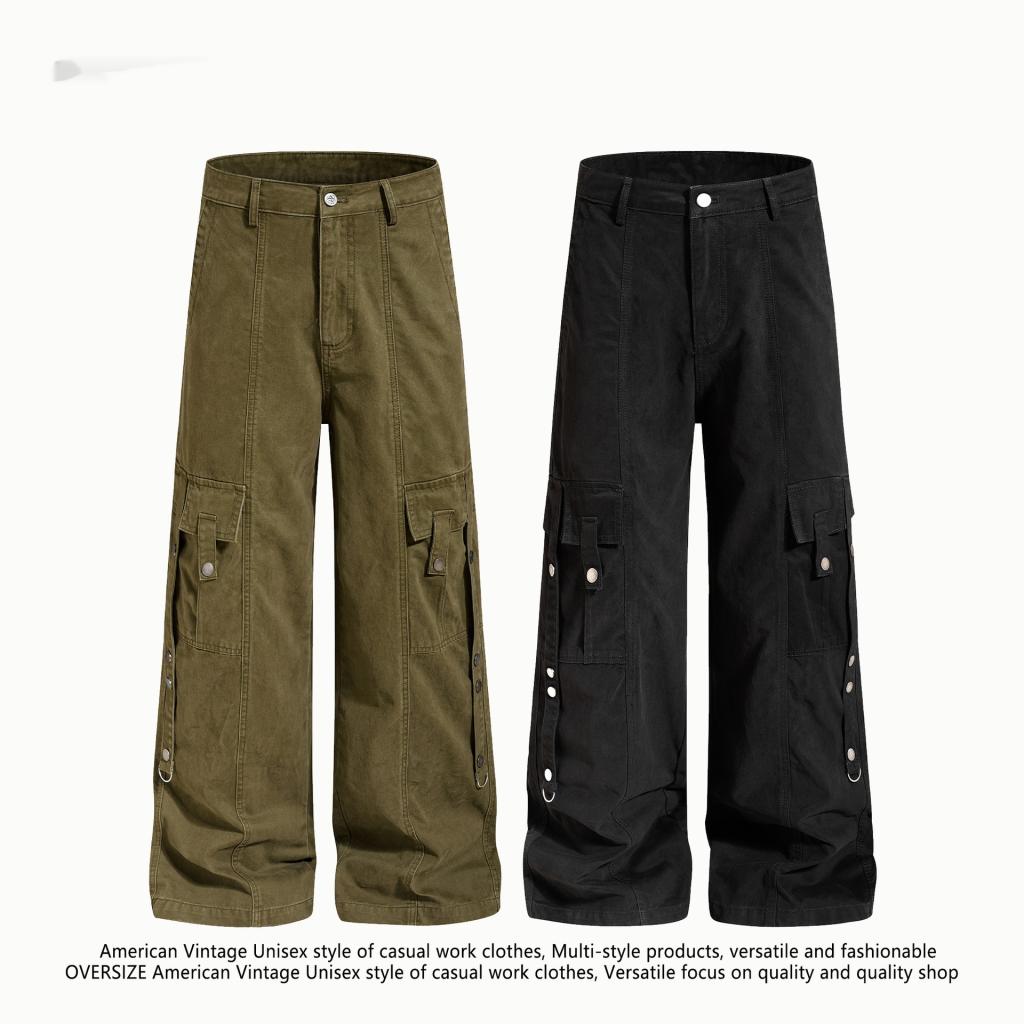 Multi-pocket Straight-leg Cotton Work Pants