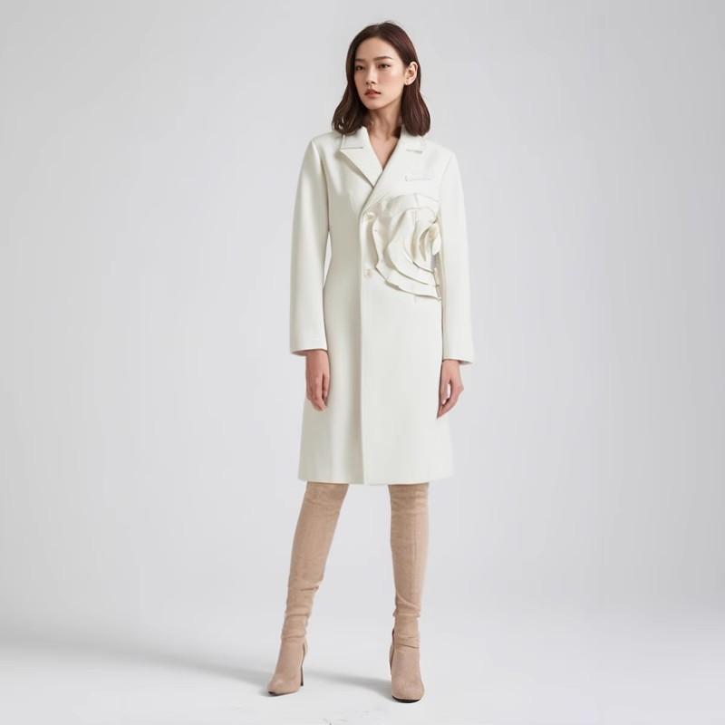 Women's Wool Coat With A Floral Pattern