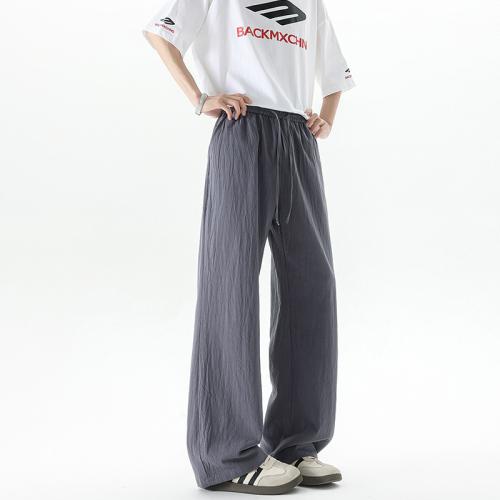 Mens Summer Thin-Style Loose Straight-Leg Ice Cotton Extended Casual Pants