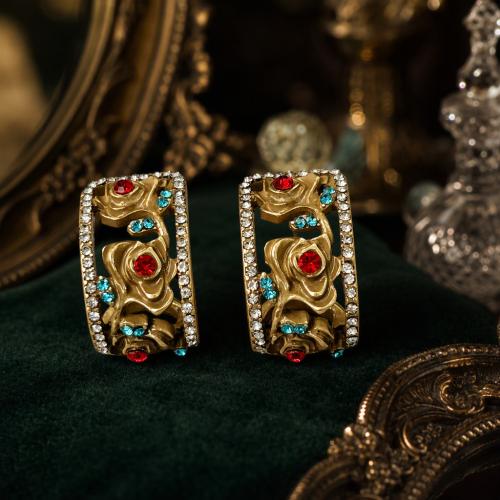 Vintage 3D Embossed Rose Earrings For Women
