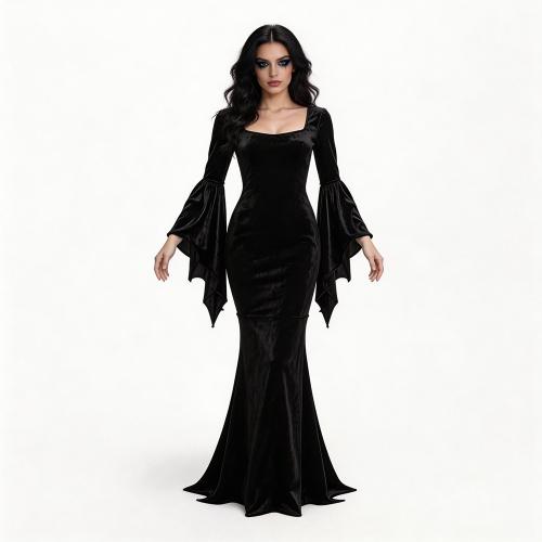 Women's Solid-color Square-neck Casual Long Dress