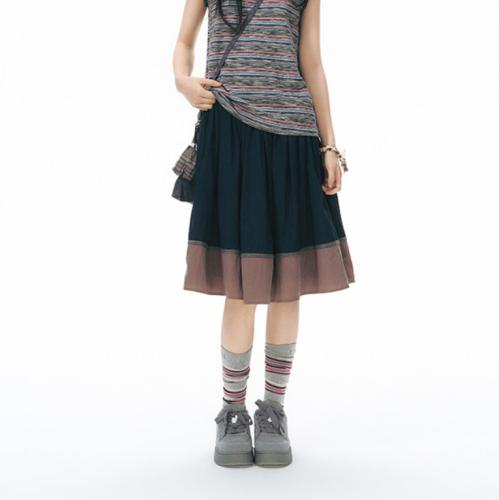 Color-block Woven Skirt For Women