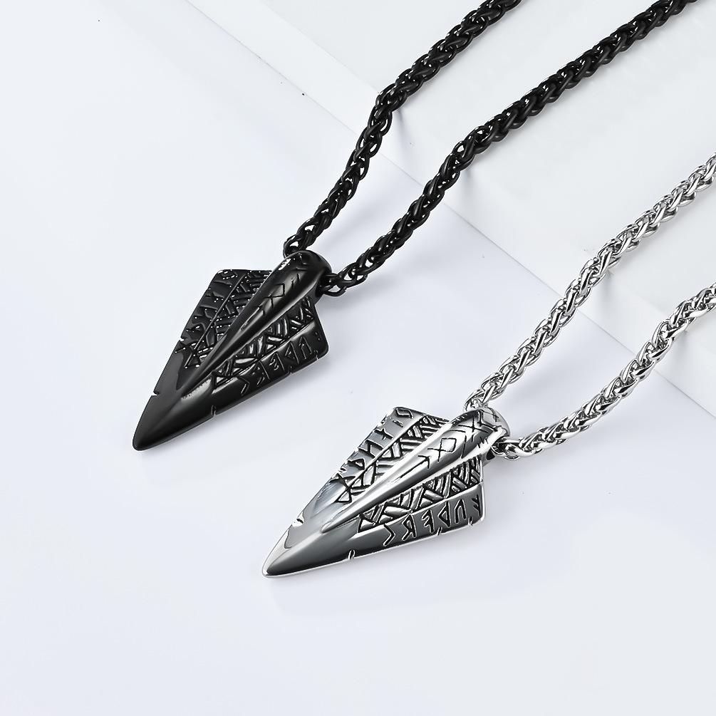 Titanium Steel Viking Rune Necklace - Men's Norse Mythology Pendant with Cultural Symbol Charm fo…