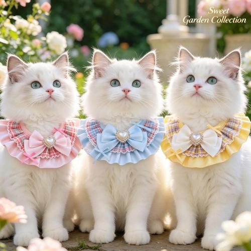 Pet Plaid Bib With Heart-Shaped Bow Tie Collar