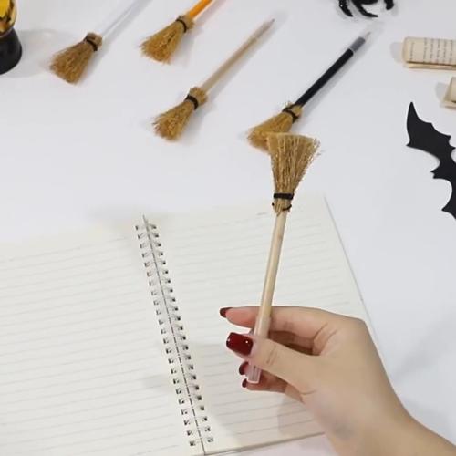 Halloween Wooden Pencil Magic Wand Pencil Witch Broom Pen Harry Potter Glasses Frame Craft Pen Witch