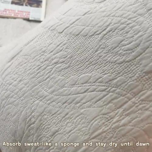 90x98 98x106 3Piece 3D Dimensional Quilted Embroidery Palm Leaf Bedspread Set Cotton Filled Rever…